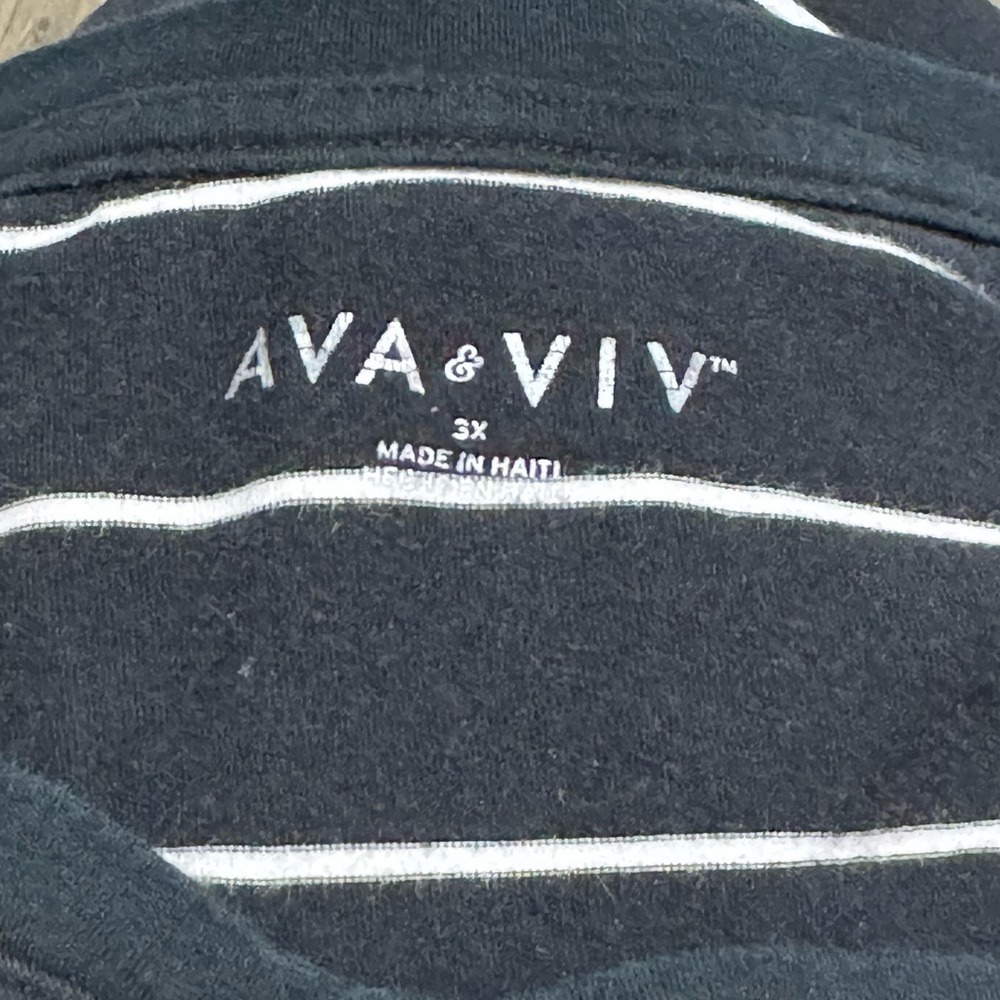 Ava & Viv Black White Stripes Cotton Spandex Casual Short Sleeves Women’s 3X - Picture 7 of 9